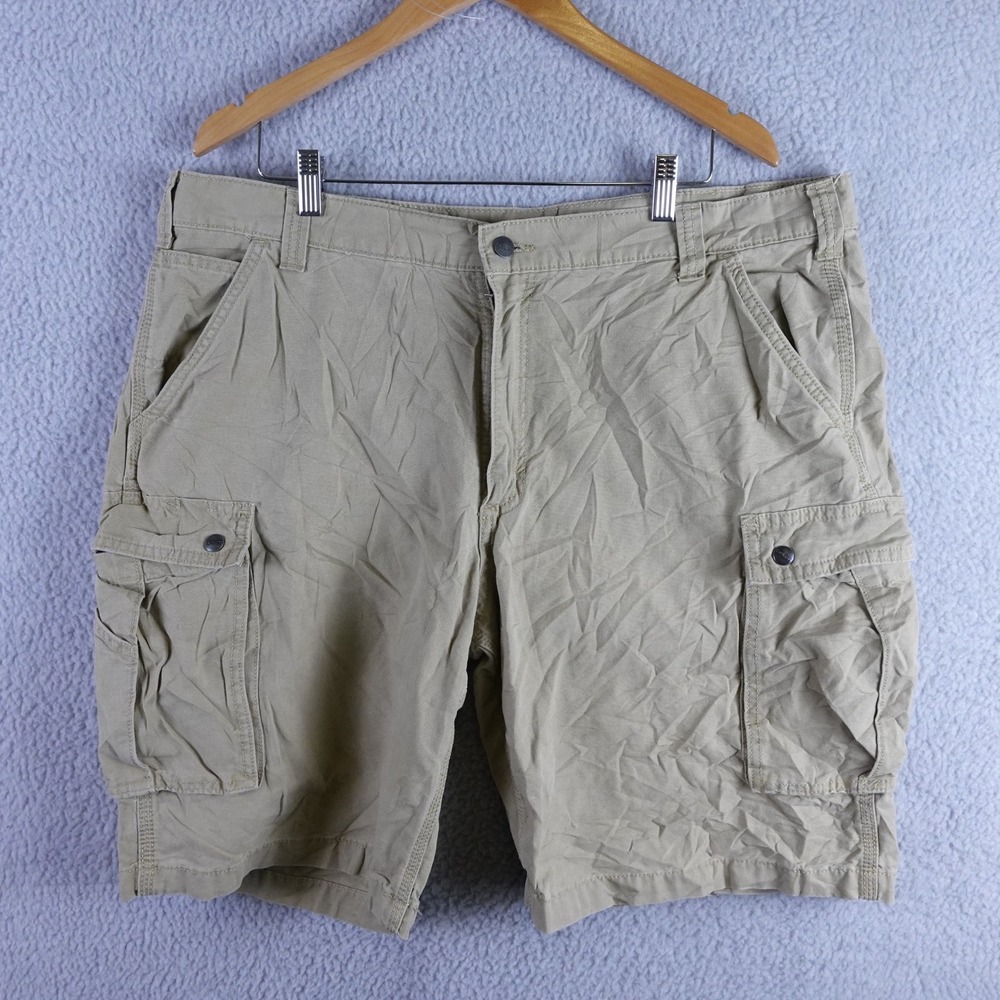 Carhartt Mens Relaxed Fit Cargo Shorts Tan Khaki Cotton Canvas Work 42